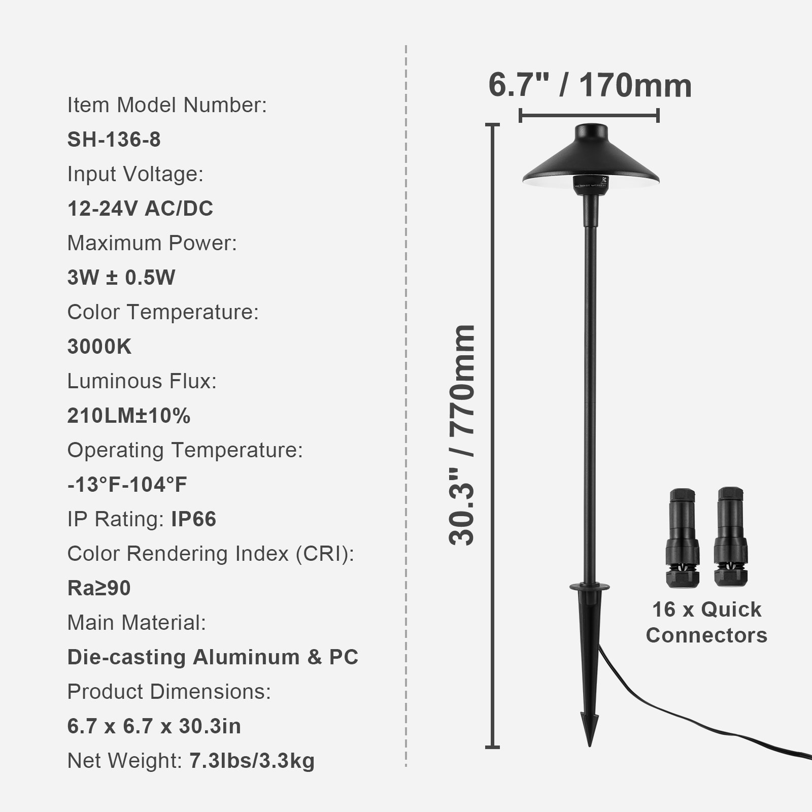 Led Pathway Lights 8 Pack Waterproof Warm White For Garden Path_voghion.com